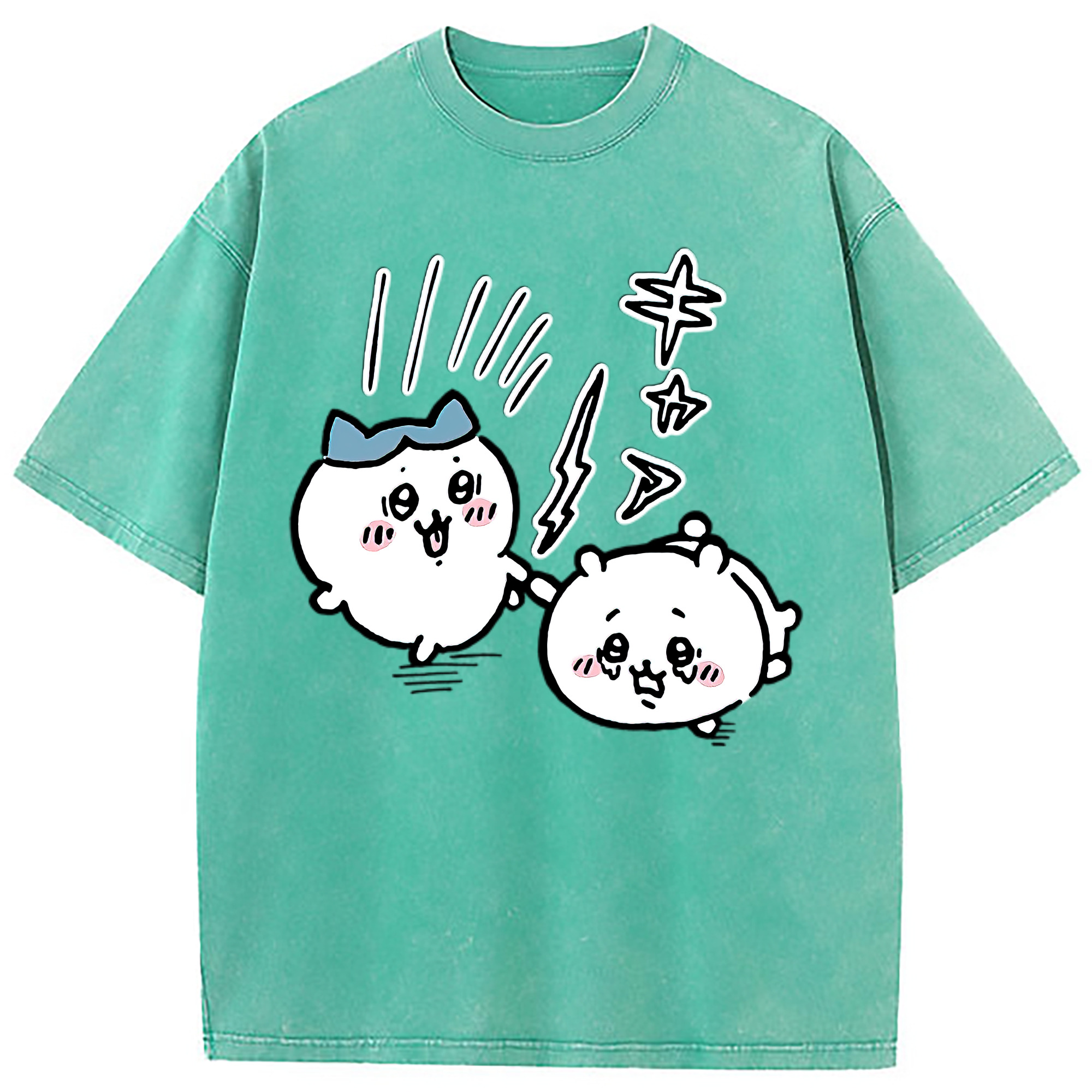 （画像用） ちいかわ ハチワレ Chii-kawa hachiware 綿100% ヴィンテージ風 半袖Tシャツ（フロントプリント）
